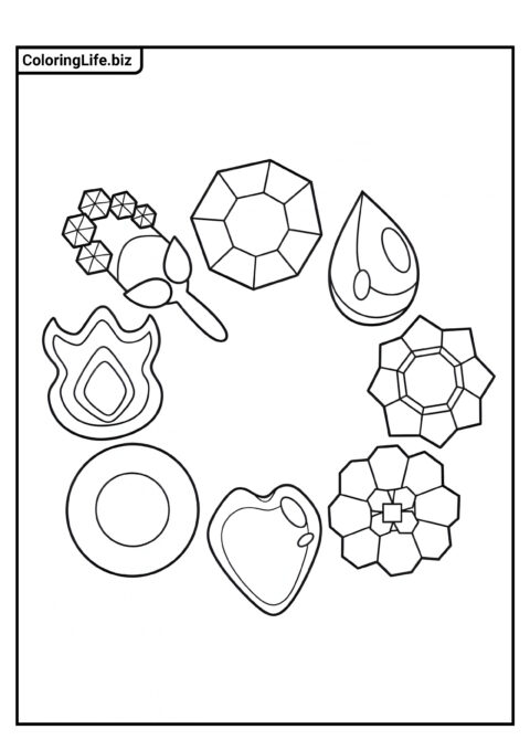Бейджи покемонов для раскрашивания