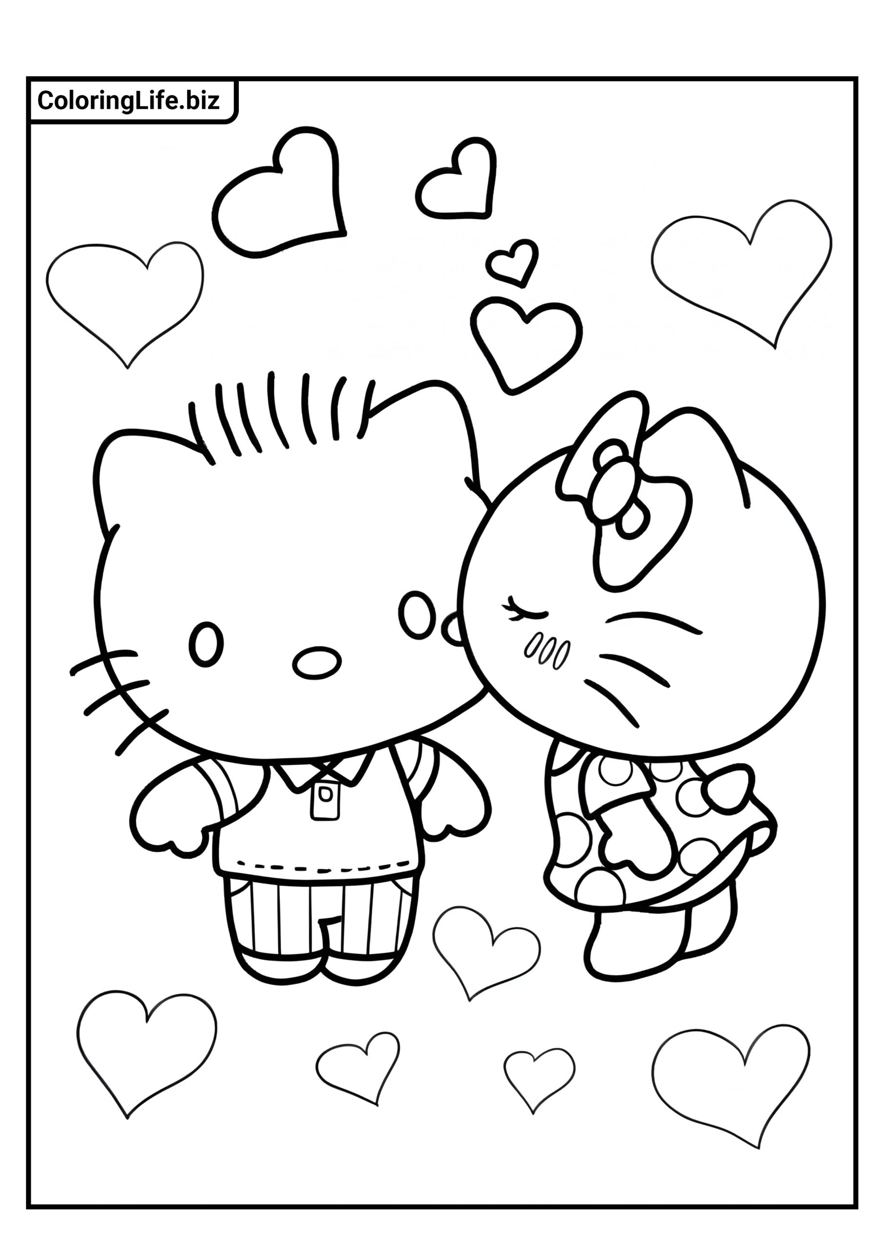 60 Ausmalbilder von Hello Kitty (Hello Kitty) zum Ausdrucken auf A4