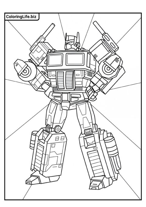 Детализированная Раскраска Оптимус Прайм для Взрослых