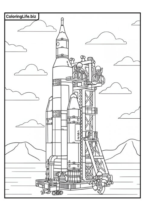 Раскраска Лего Сити Центр Запуска Ракет