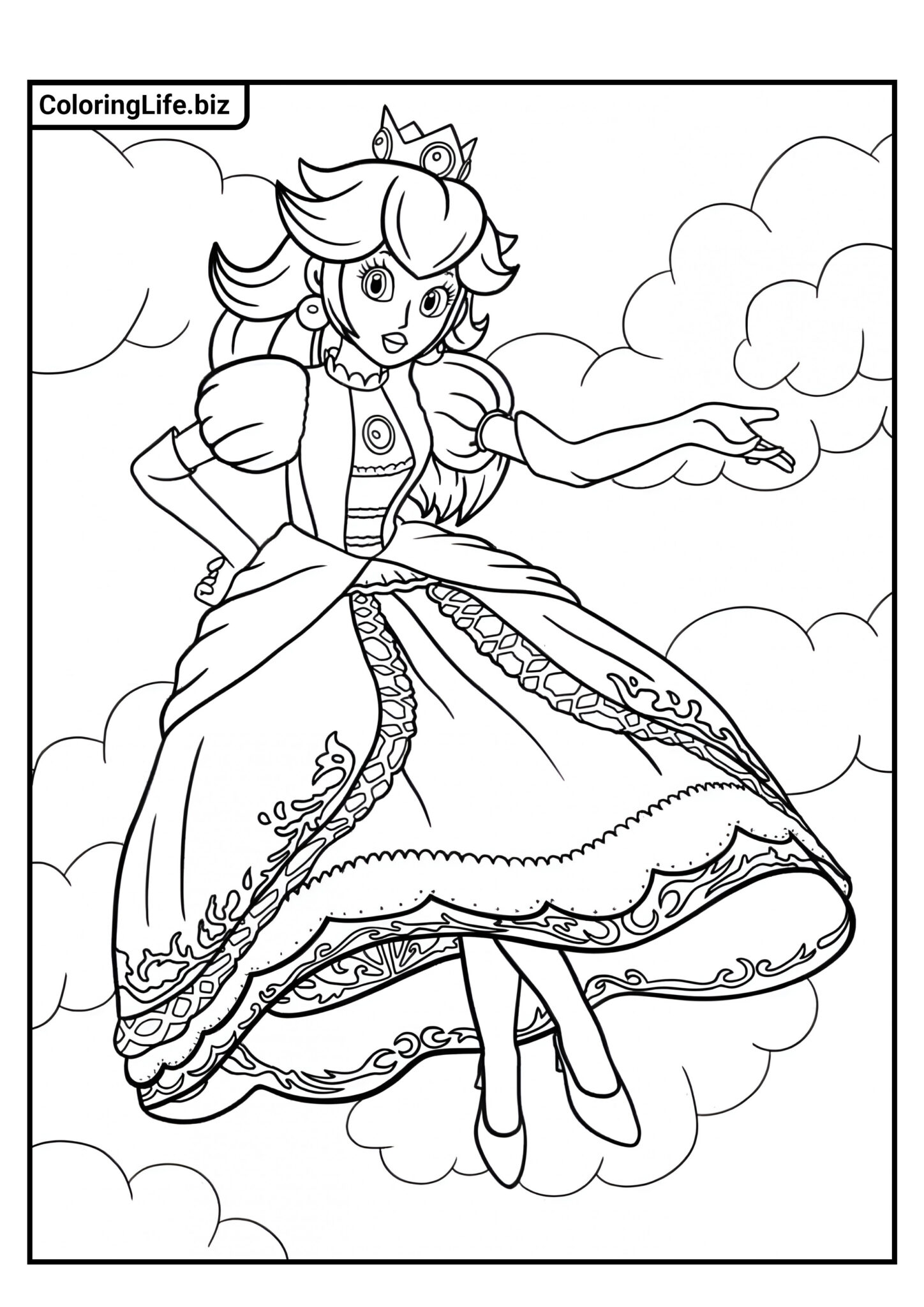 Ausmalbilder Prinzessin Peach | Ausdrucken auf A4