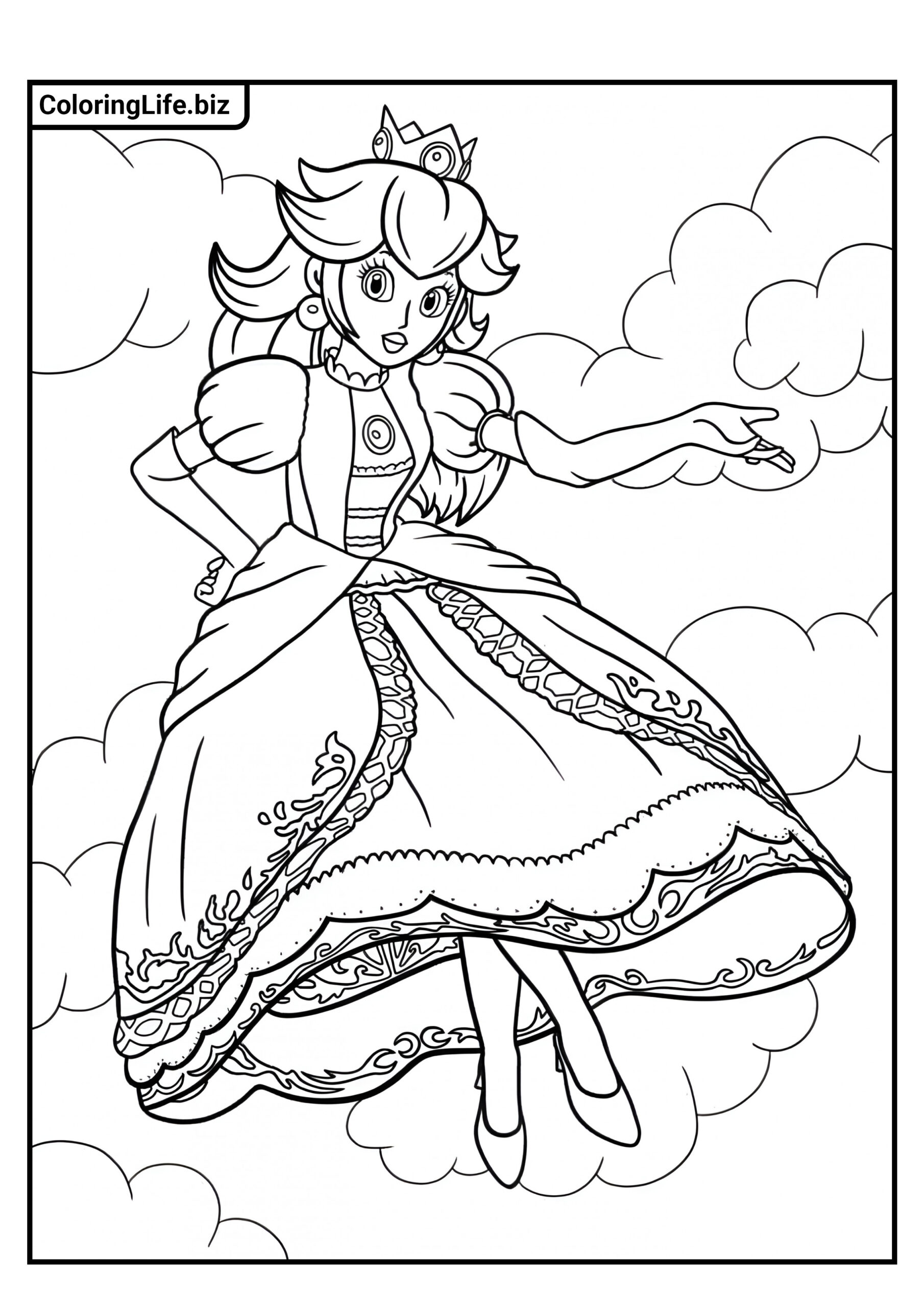 Ausmalbilder Prinzessin Peach | Ausdrucken auf A4