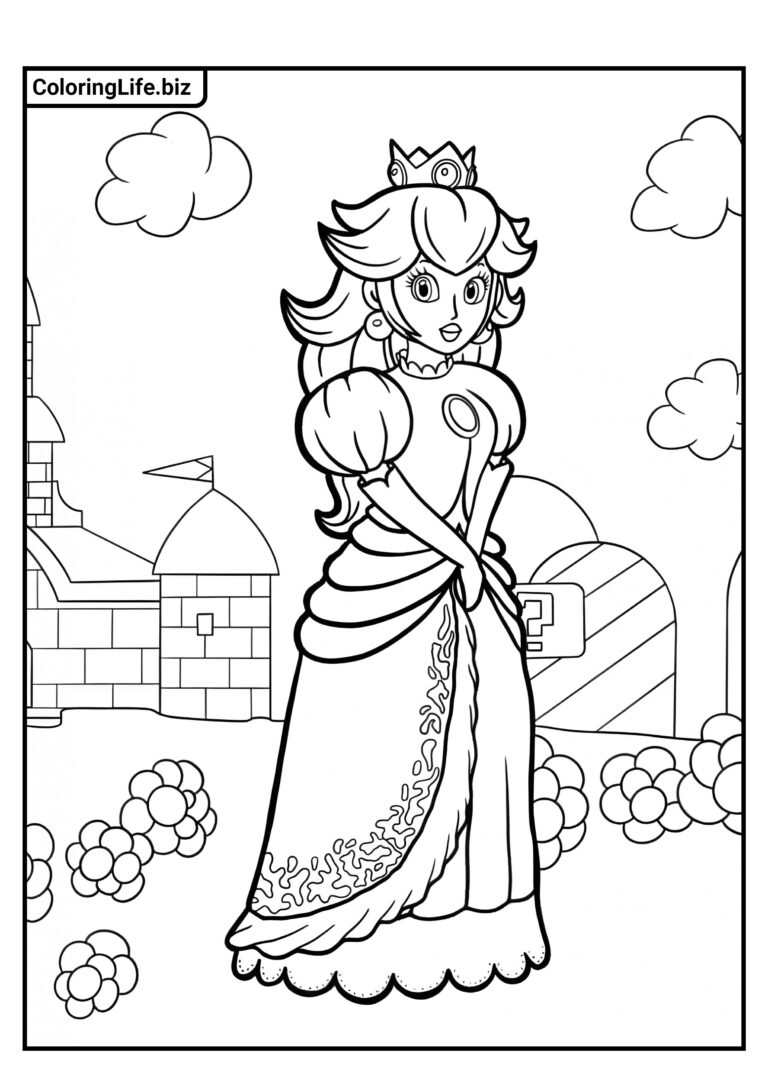 Ausmalbilder Prinzessin Peach | Ausdrucken auf A4