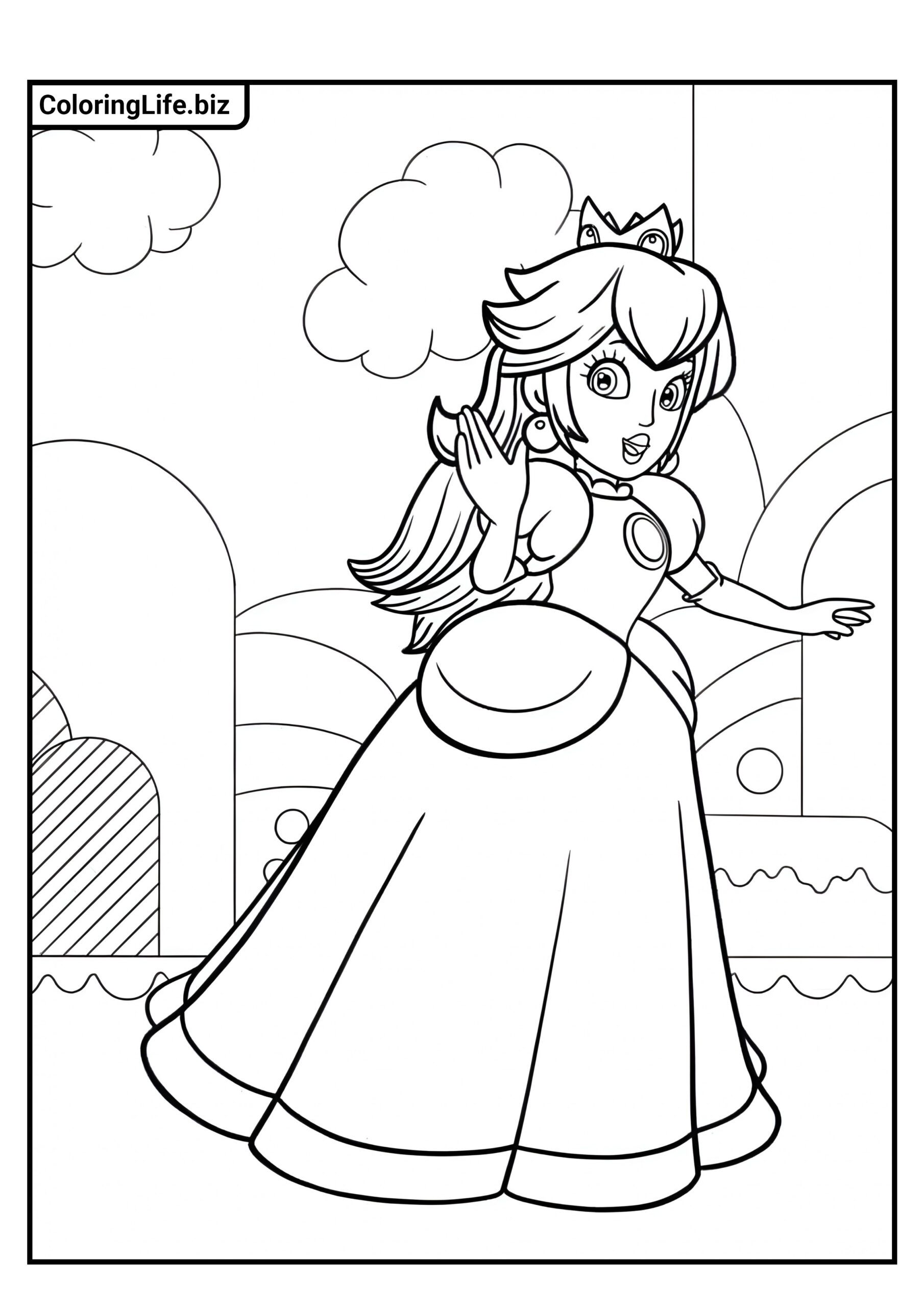 Ausmalbilder Prinzessin Peach | Ausdrucken auf A4