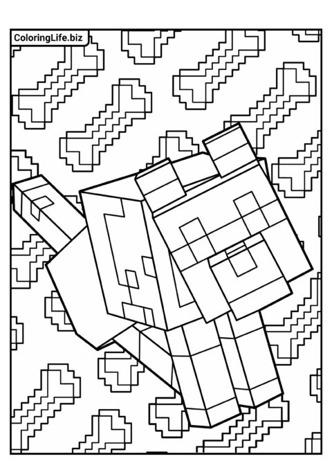 Милая раскраска: Собака из Майнкрафт