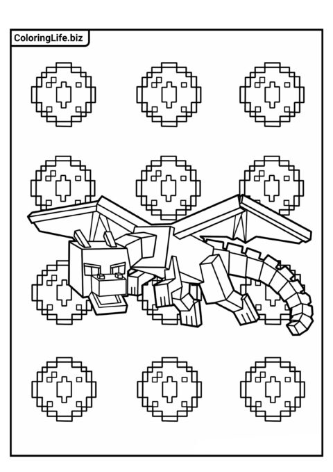Раскраска Майнкрафт: Чёрный Дракон
