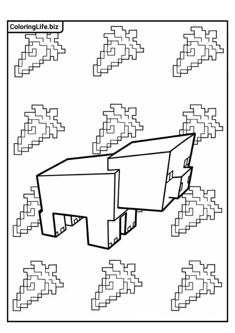 Очаровательная раскраска: Свинка из Майнкрафт