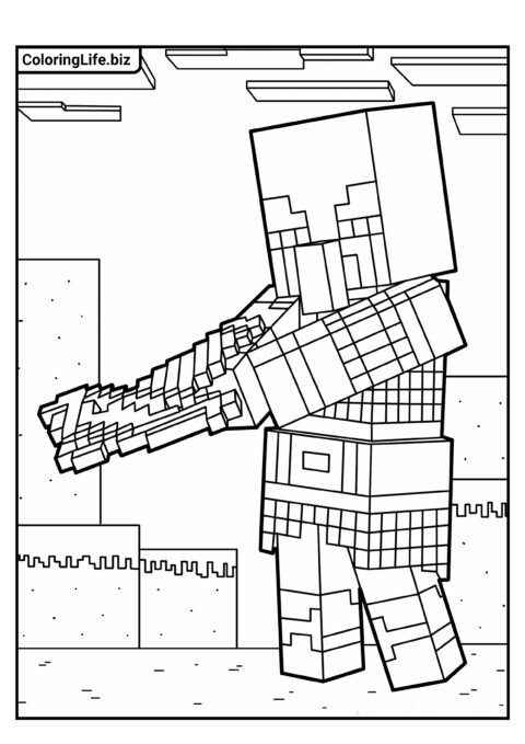 Раскраска Майнкрафт: Разбойник с луком