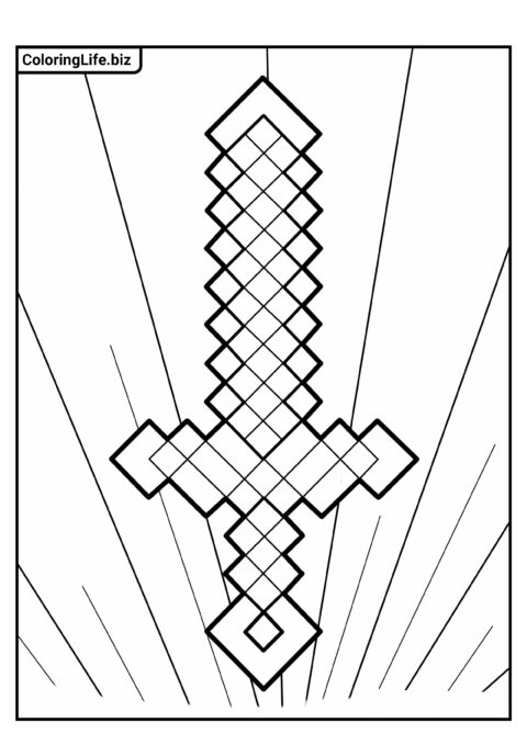 Раскраска Майнкрафт: Алмазный меч