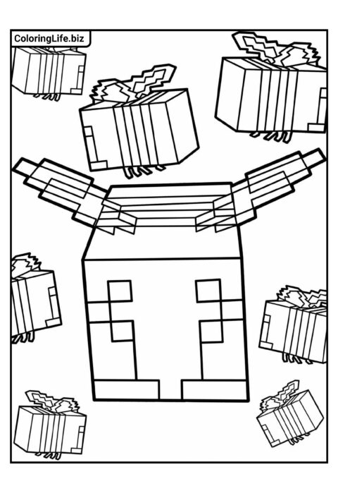Раскраска Майнкрафт: Пчела